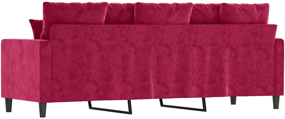 Trivietė sofa, raudonojo vyno spalvos, 180cm, aksomas