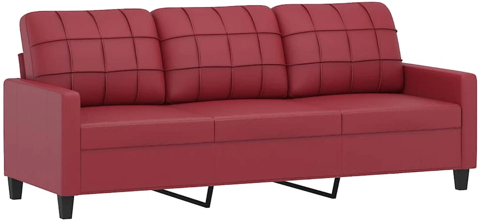 Trivietė sofa, raudonojo vyno spalvos, 180cm, dirbtinė oda