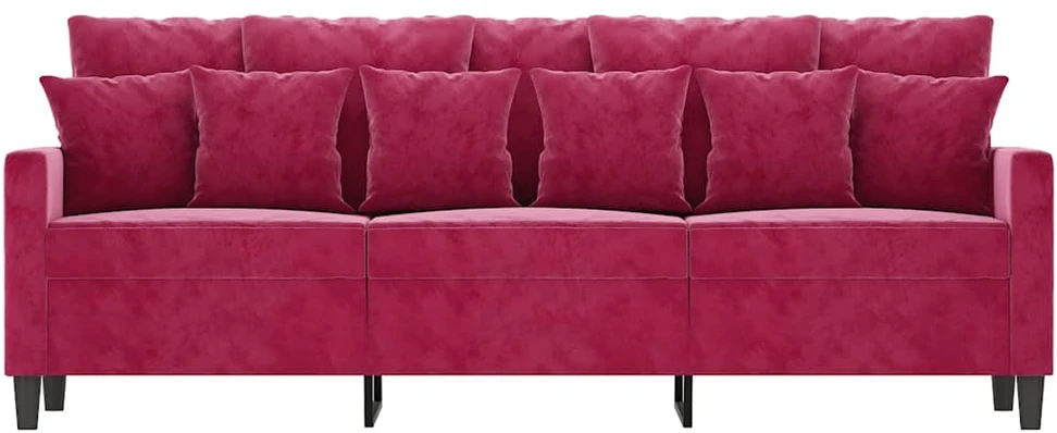 Trivietė sofa, raudonojo vyno spalvos, 180cm, aksomas