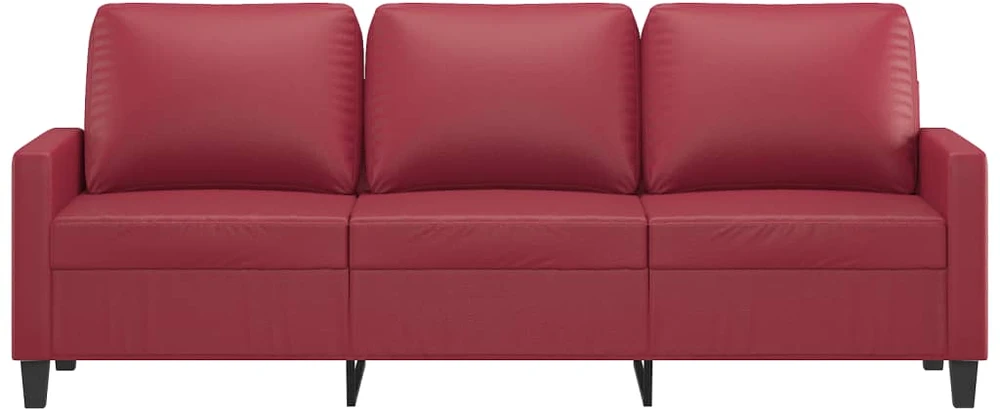 Trivietė sofa, raudonojo vyno spalvos, 180cm, dirbtinė oda