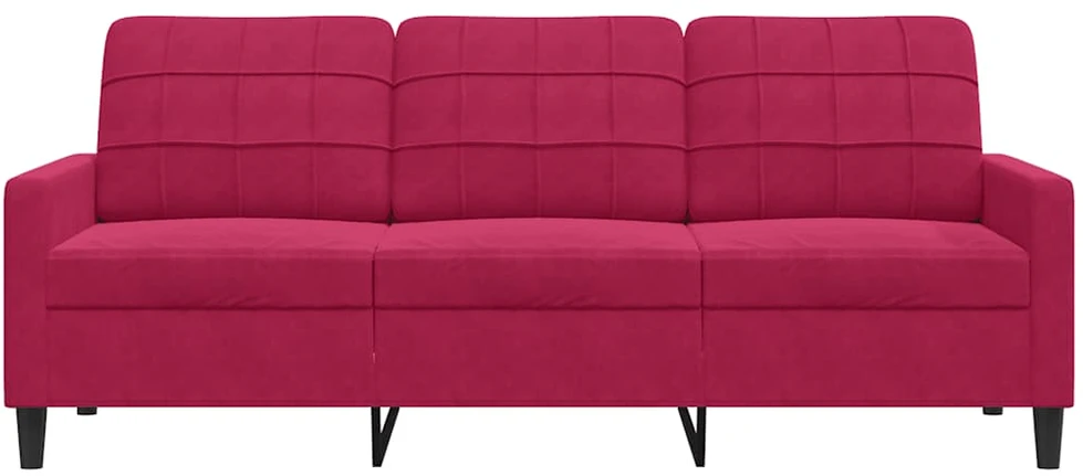 Trivietė sofa, raudonojo vyno spalvos, 180cm, aksomas