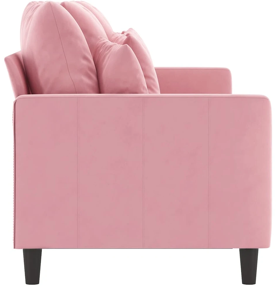 Trivietė sofa, rožinės spalvos, 180cm, aksomas