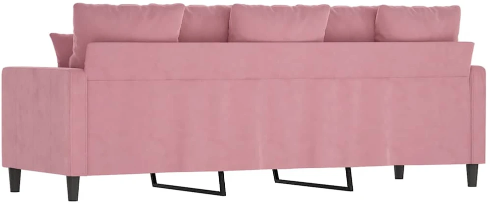 Trivietė sofa, rožinės spalvos, 180cm, aksomas