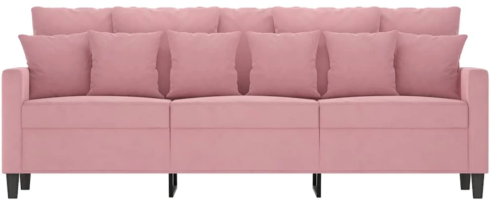 Trivietė sofa, rožinės spalvos, 180cm, aksomas
