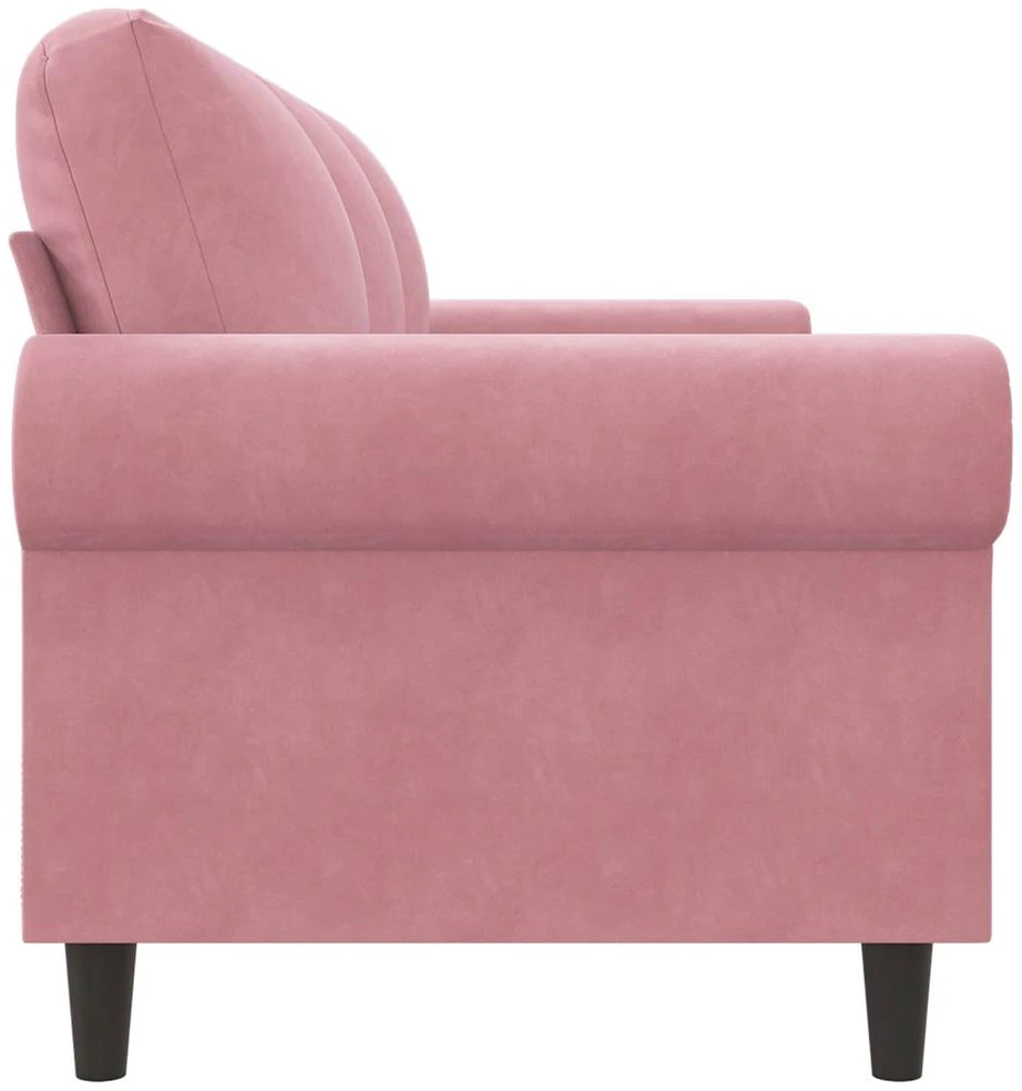 Trivietė sofa, rožinės spalvos, 180cm, aksomas