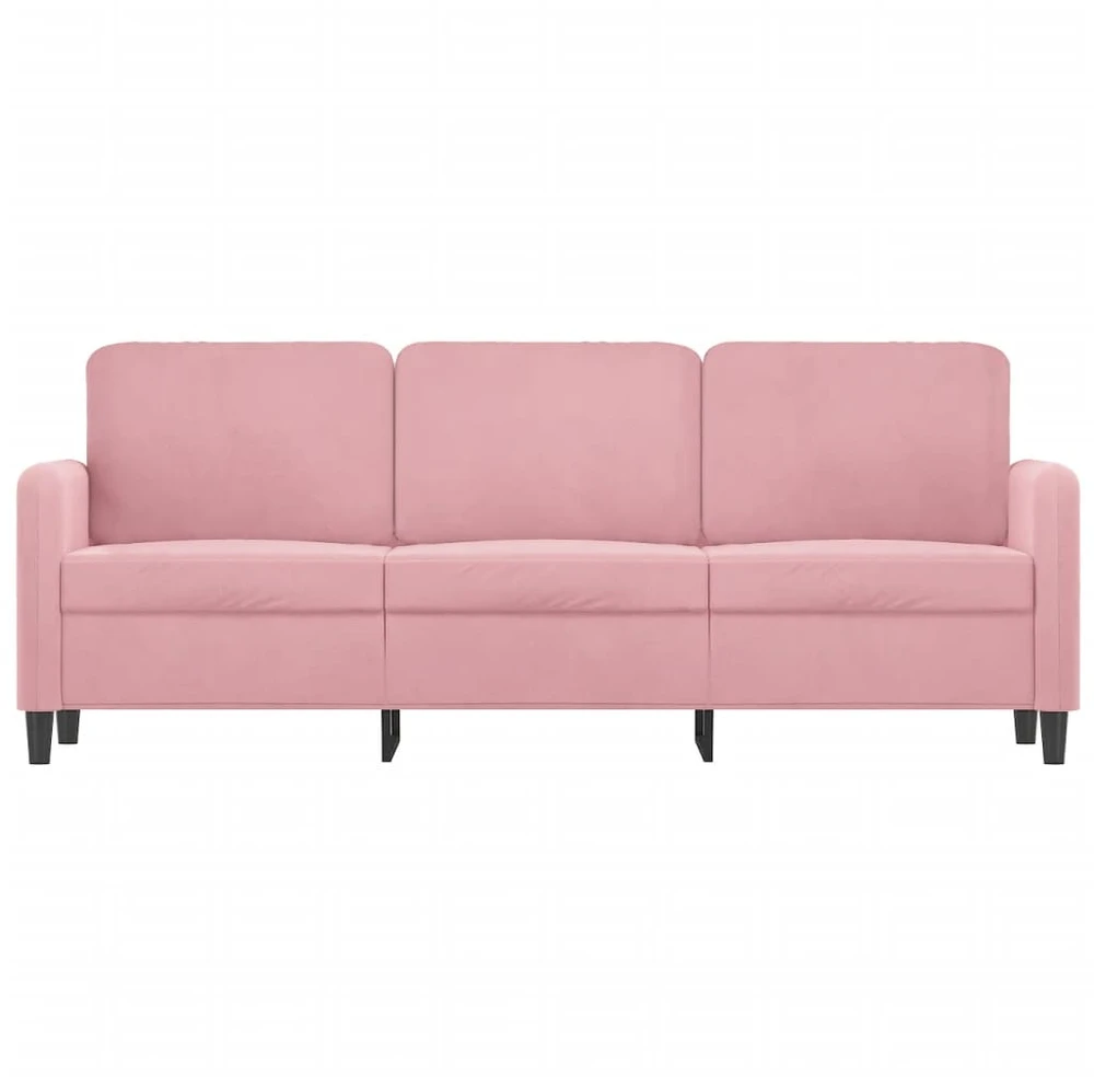 Trivietė sofa, rožinės spalvos, 180cm, aksomas