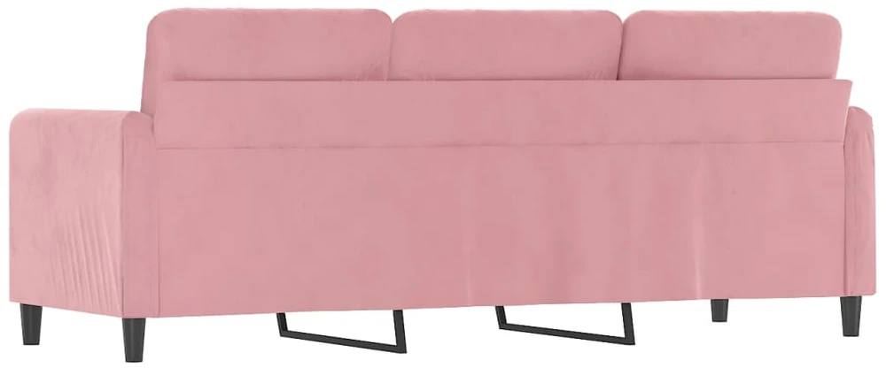 Trivietė sofa, rožinės spalvos, 180cm, aksomas