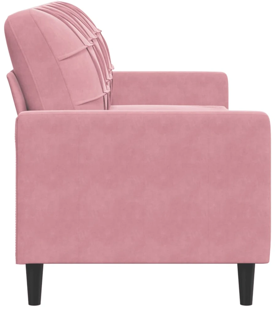 Trivietė sofa, rožinės spalvos, 180cm, aksomas