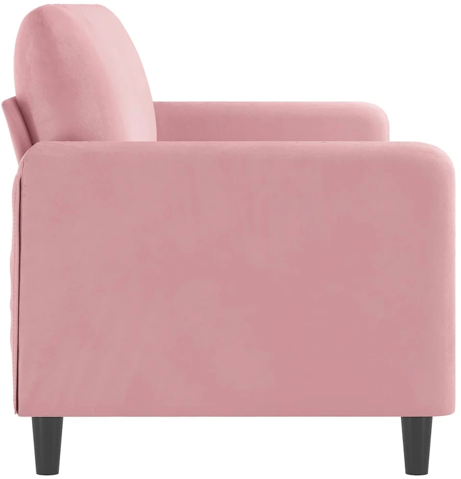 Trivietė sofa, rožinės spalvos, 180cm, aksomas
