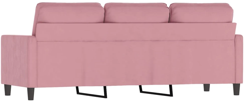 Trivietė sofa, rožinės spalvos, 180cm, aksomas