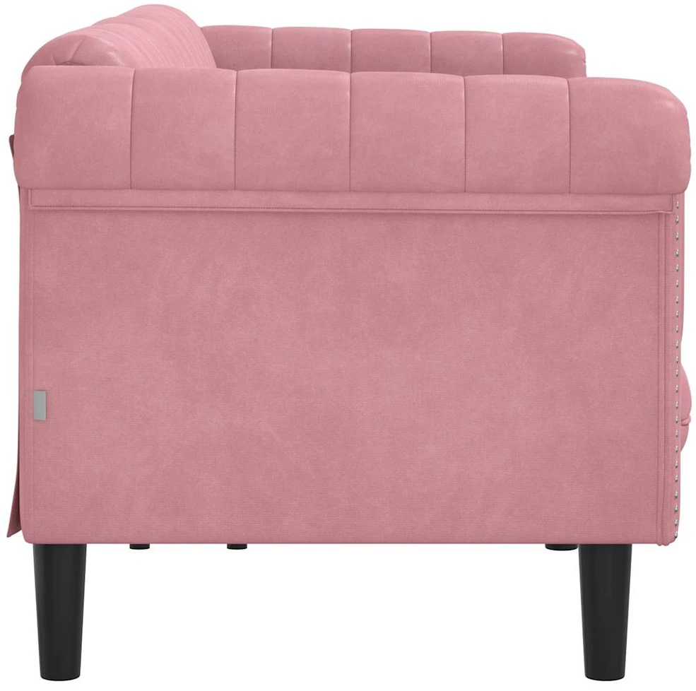 Trivietė sofa, rožinės spalvos, aksomas