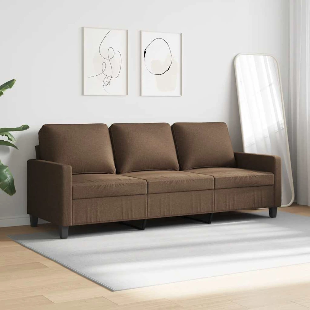 Trivietė sofa, rudos spalvos, 180cm, audinys