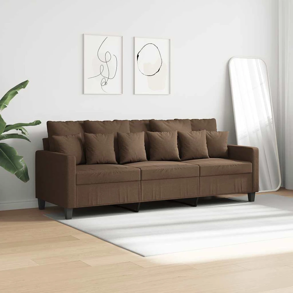 Trivietė sofa, rudos spalvos, 180cm, audinys