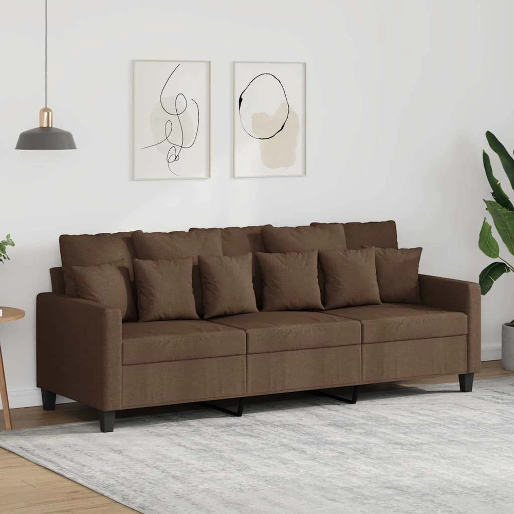 Trivietė sofa, rudos spalvos, 180cm, audinys