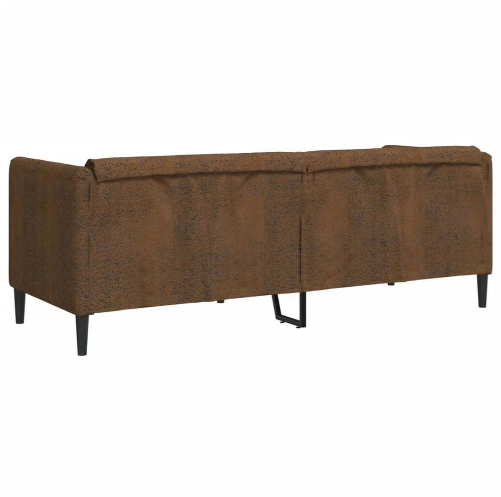 Trivietė sofa, rudos spalvos, dirbtinė versta oda