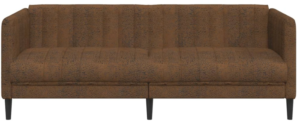 Trivietė sofa, rudos spalvos, dirbtinė versta oda
