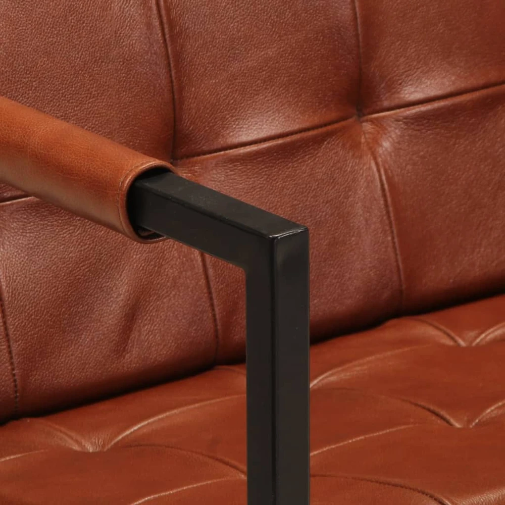 Trivietė sofa, rudos spalvos, tikra ožkos oda