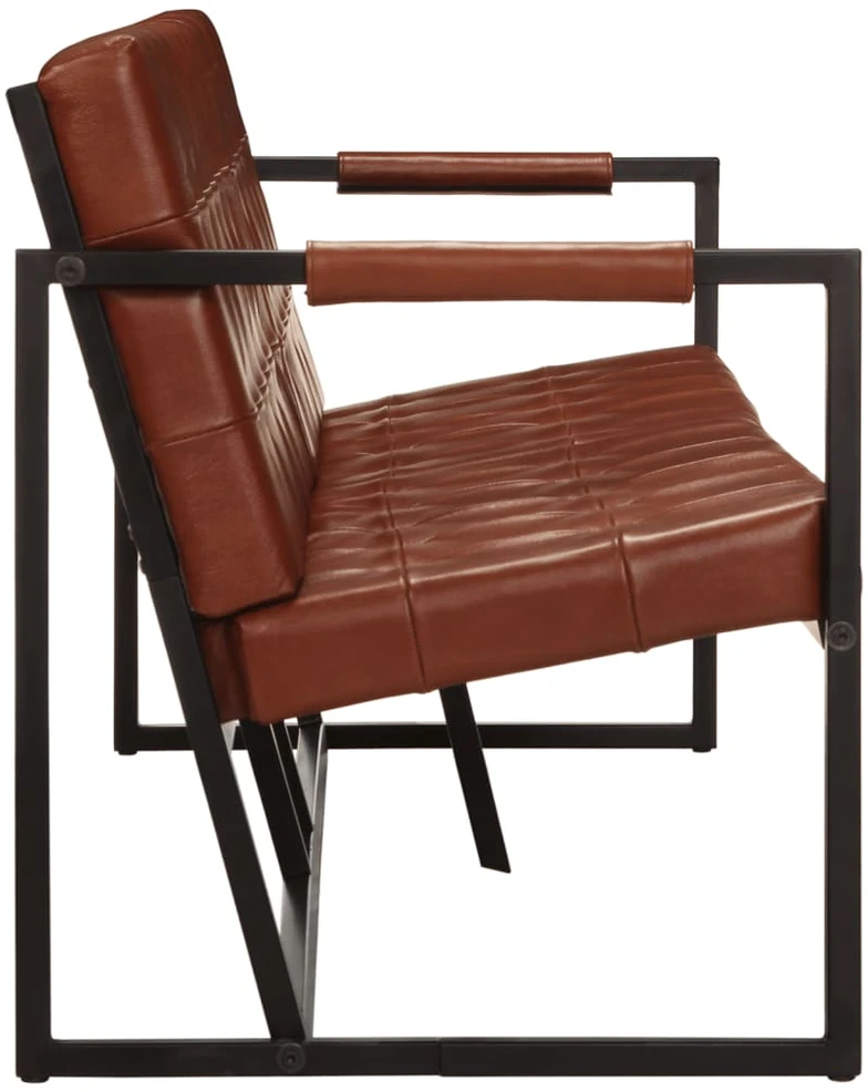 Trivietė sofa, rudos spalvos, tikra ožkos oda