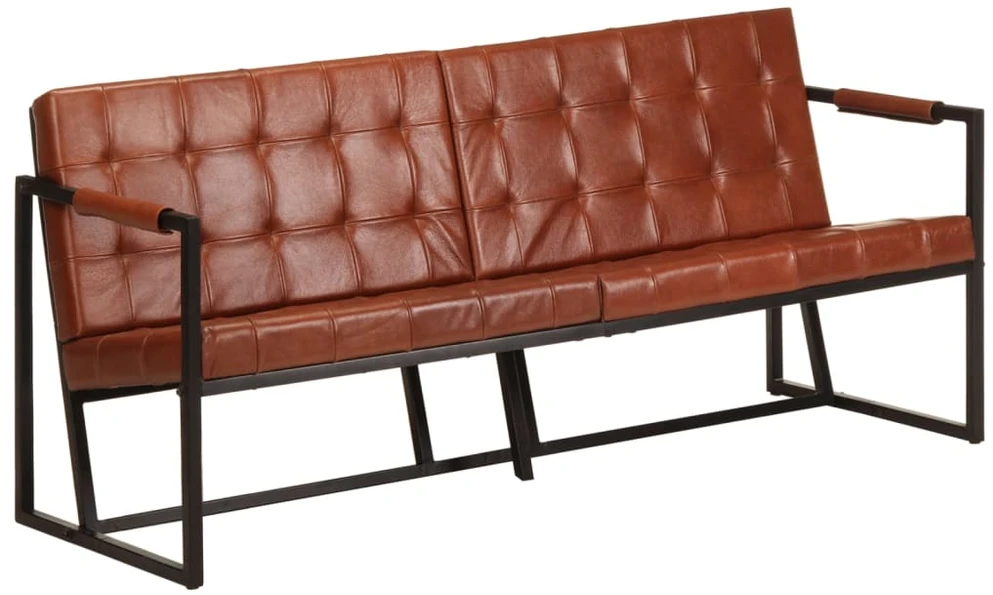 Trivietė sofa, rudos spalvos, tikra ožkos oda
