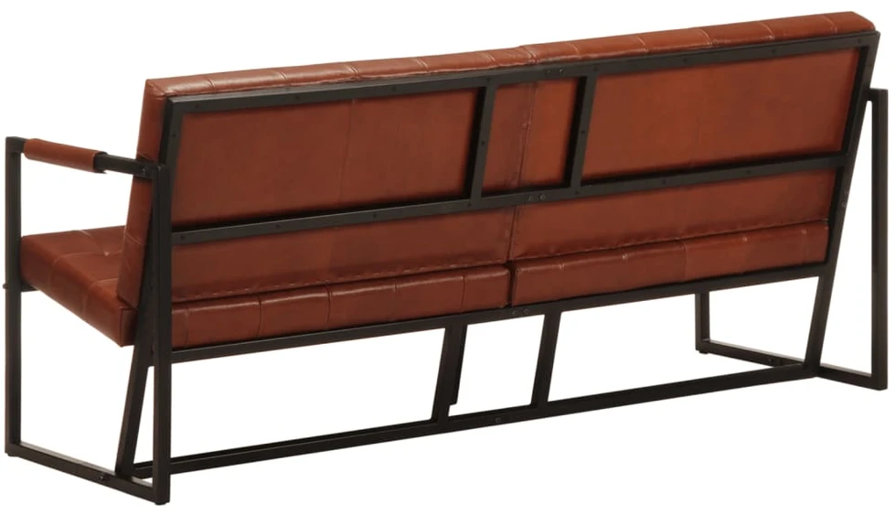 Trivietė sofa, rudos spalvos, tikra ožkos oda