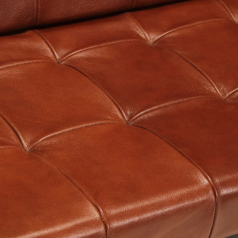 Trivietė sofa, rudos spalvos, tikra ožkos oda