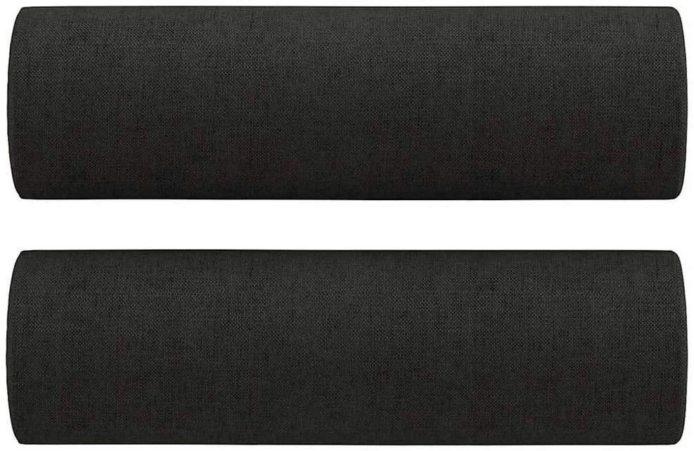 Trivietė sofa su pagalvėlėmis, juodos spalvos, 180cm, audinys