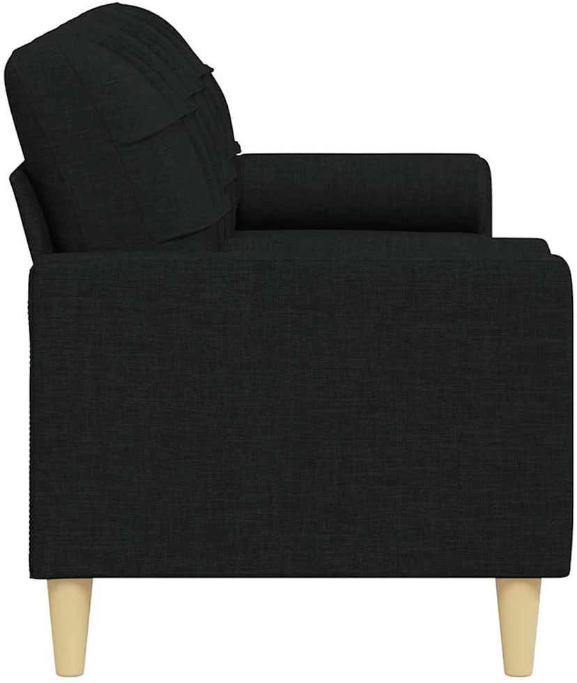 Trivietė sofa su pagalvėlėmis, juodos spalvos, 210cm, audinys