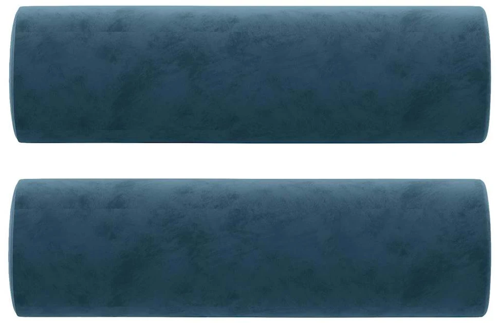 Trivietė sofa su pagalvėlėmis, mėlynos spalvos, 180cm, aksomas