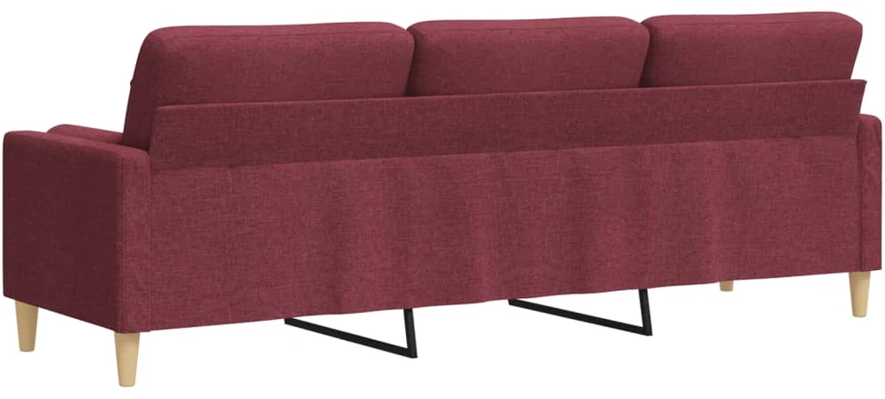 Trivietė sofa su pagalvėlėmis, raudonojo vyno, 210cm, audinys