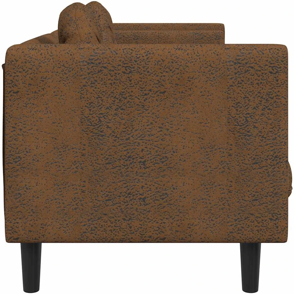 Trivietė sofa su pagalvėlėmis, rudos spalvos, aksomas