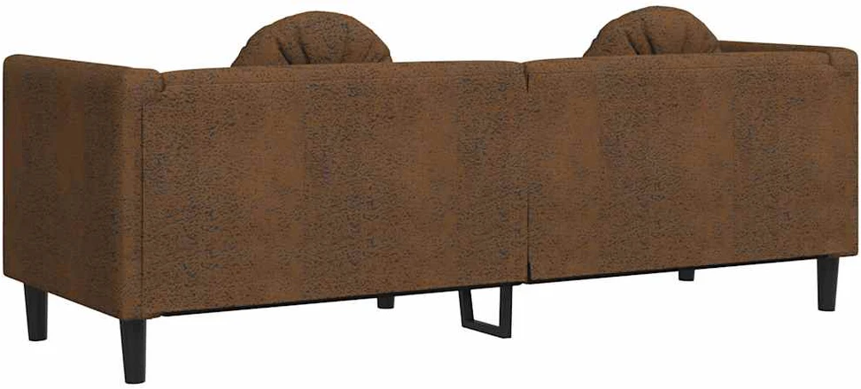 Trivietė sofa su pagalvėlėmis, rudos spalvos, aksomas