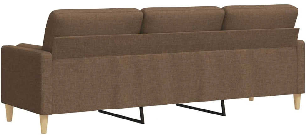 Trivietė sofa su pagalvėlėmis, rudos spalvos, 210cm, audinys