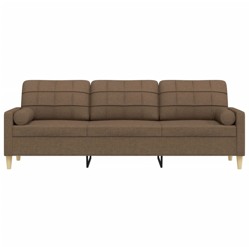 Trivietė sofa su pagalvėlėmis, rudos spalvos, 210cm, audinys