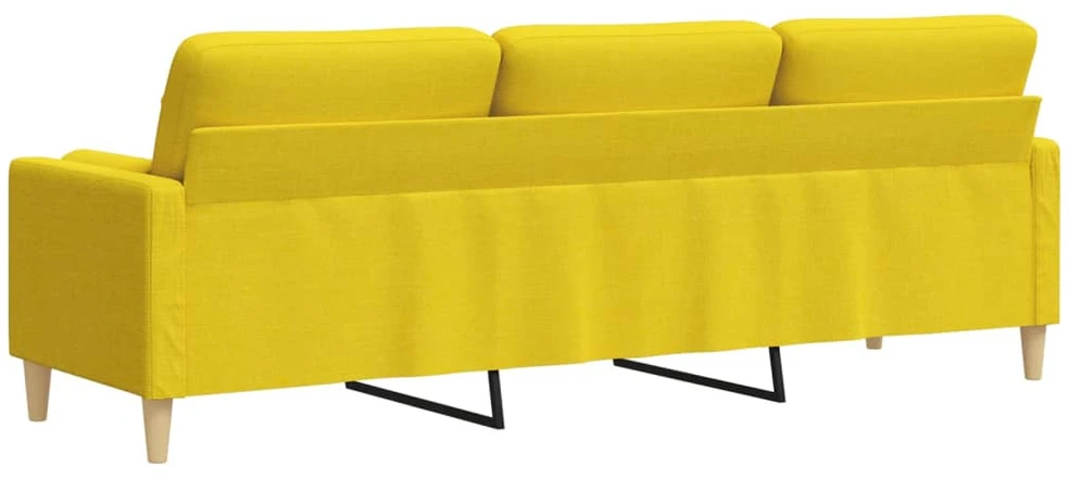 Trivietė sofa su pagalvėlėmis, šviesiai geltona, 210cm, audinys