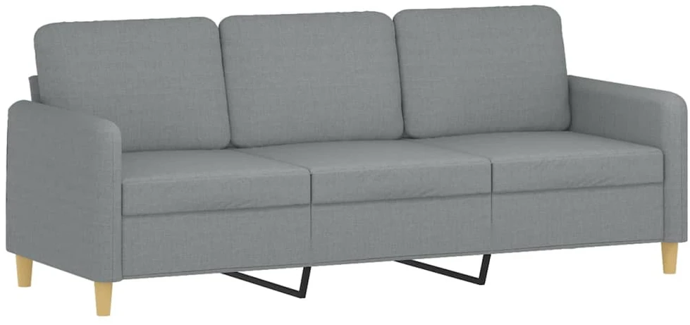Trivietė sofa su pagalvėlėmis, šviesiai pilka, 180cm, audinys
