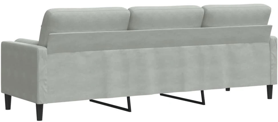 Trivietė sofa su pagalvėlėmis, šviesiai pilka, 210cm, aksomas