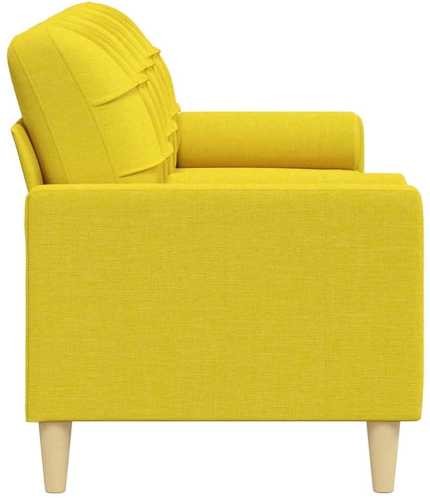 Trivietė sofa su pagalvėlėmis, šviesiai geltona, 210cm, audinys