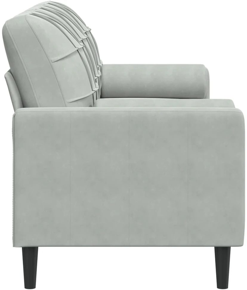 Trivietė sofa su pagalvėlėmis, šviesiai pilka, 180cm, aksomas