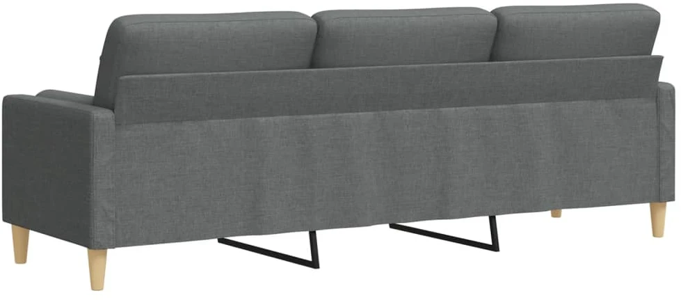 Trivietė sofa su pagalvėlėmis, tamsiai pilka, 210cm, audinys
