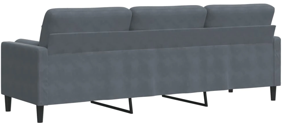 Trivietė sofa su pagalvėlėmis, tamsiai pilka, 210cm, aksomas