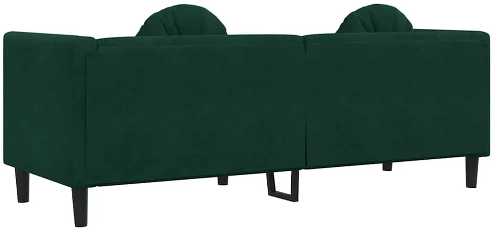 Trivietė sofa su pagalvėlėmis, tamsiai žalios spalvos, aksomas