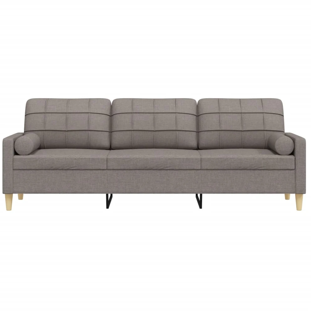 Trivietė sofa su pagalvėlėmis, taupe spalvos, 210cm, audinys