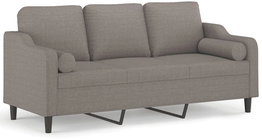 Trivietė sofa su pagalvėlėmis, taupe spalvos, 180cm, audinys
