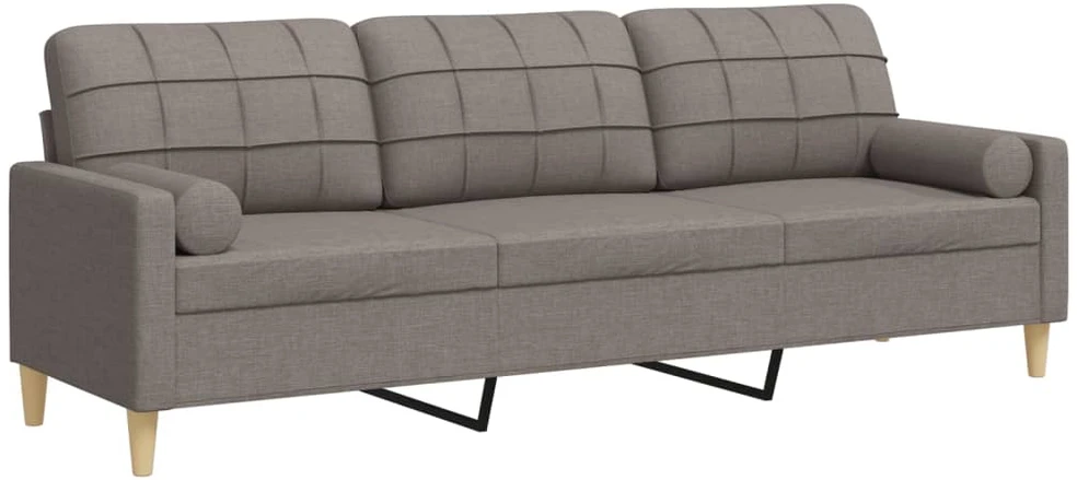 Trivietė sofa su pagalvėlėmis, taupe spalvos, 210cm, audinys