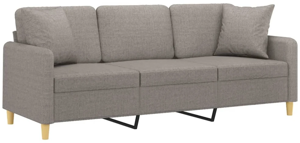 Trivietė sofa su pagalvėlėmis, taupe spalvos, 180cm, audinys