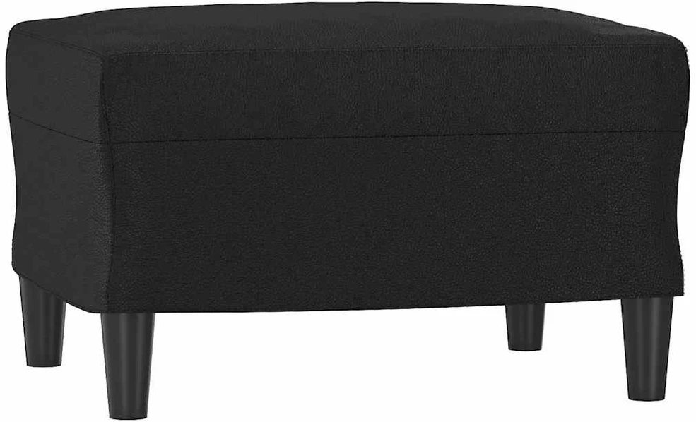 Trivietė sofa su pakoja, juodos spalvos, 180cm, dirbtinė oda