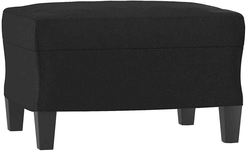 Trivietė sofa su pakoja, juodos spalvos, 180cm, dirbtinė oda