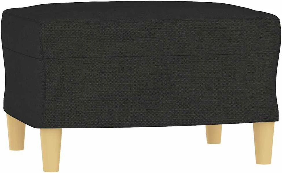 Trivietė sofa su pakoja, juodos spalvos, 180cm, audinys