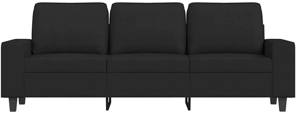 Trivietė sofa su pakoja, juodos spalvos, 180cm, audinys