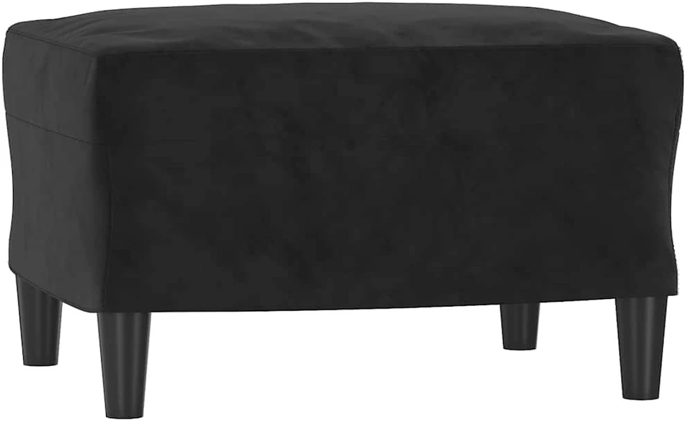 Trivietė sofa su pakoja, juodos spalvos, 180cm, aksomas